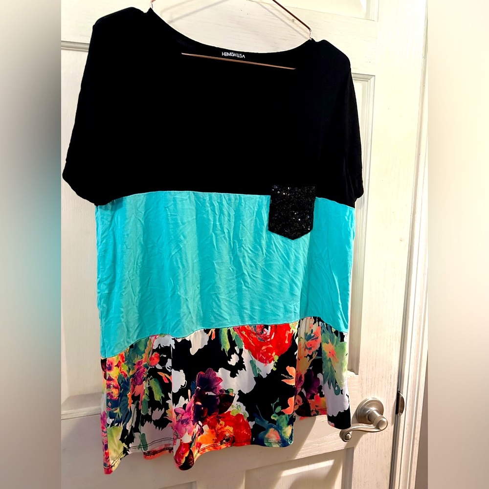 Tshirt, 3 colored with sequin pocket